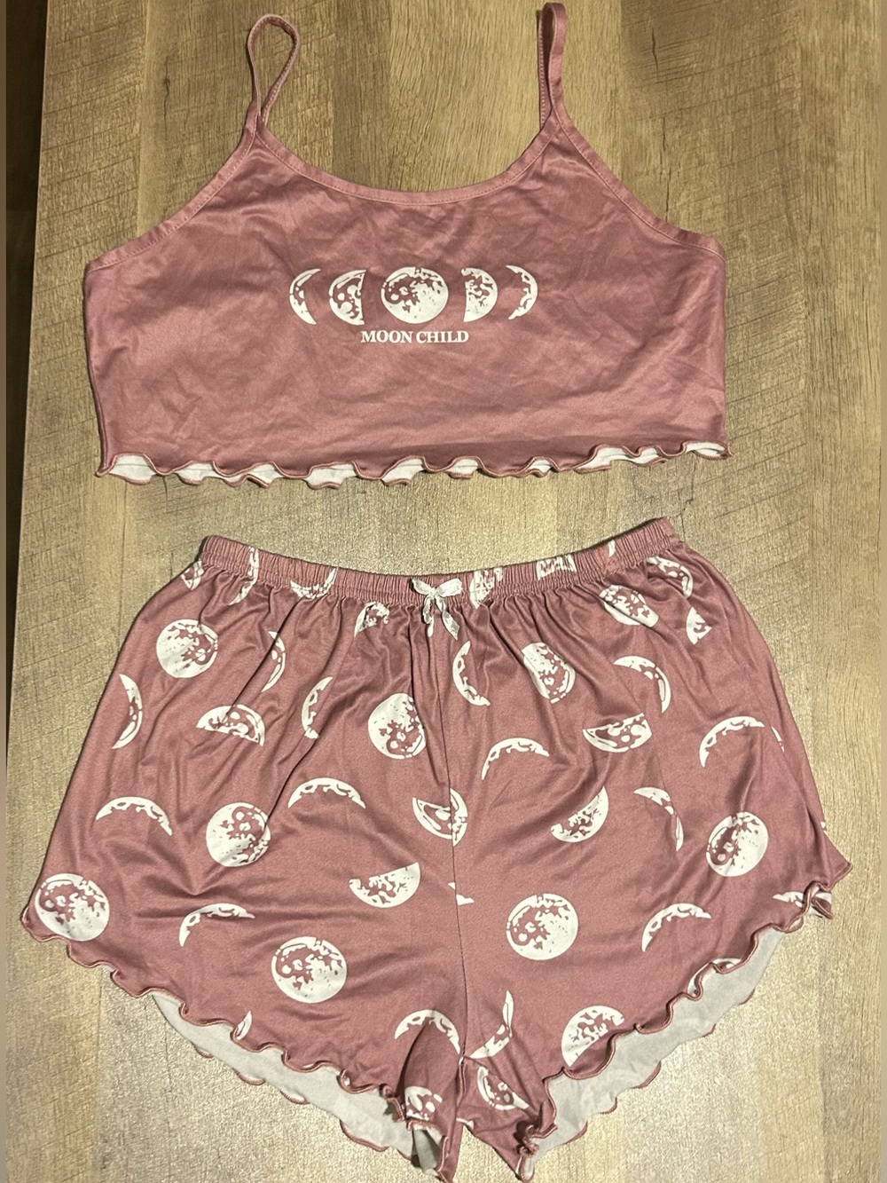 Pink Moon-Print Women's Lounge Top & Shorts